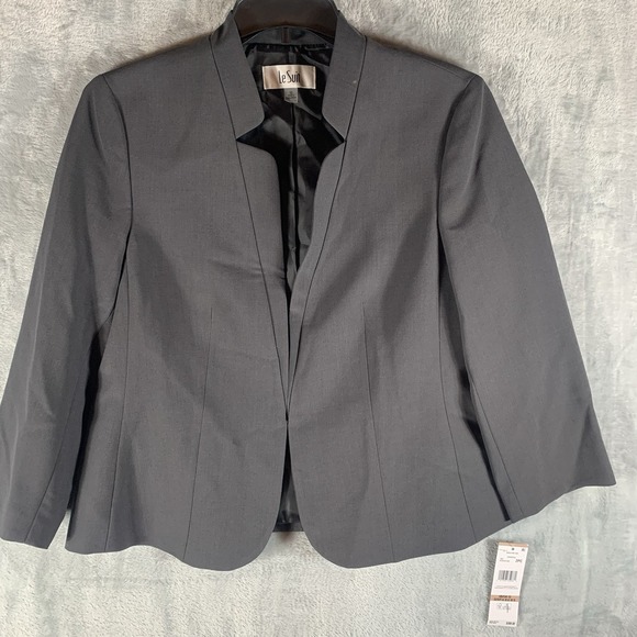 Le Suit Women's Blazer Jacket 12 Gray Notch Collar Career Office Formal NWT - Picture 2 of 10